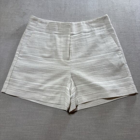 NWT Loft Striped Flat Front Shorts Size 2 Beige Classic Retro Dressy Picnic - Picture 1 of 11